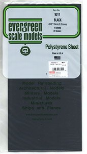 Plastic Sheet Black Plain 0.25mm (4pc.) (Material)