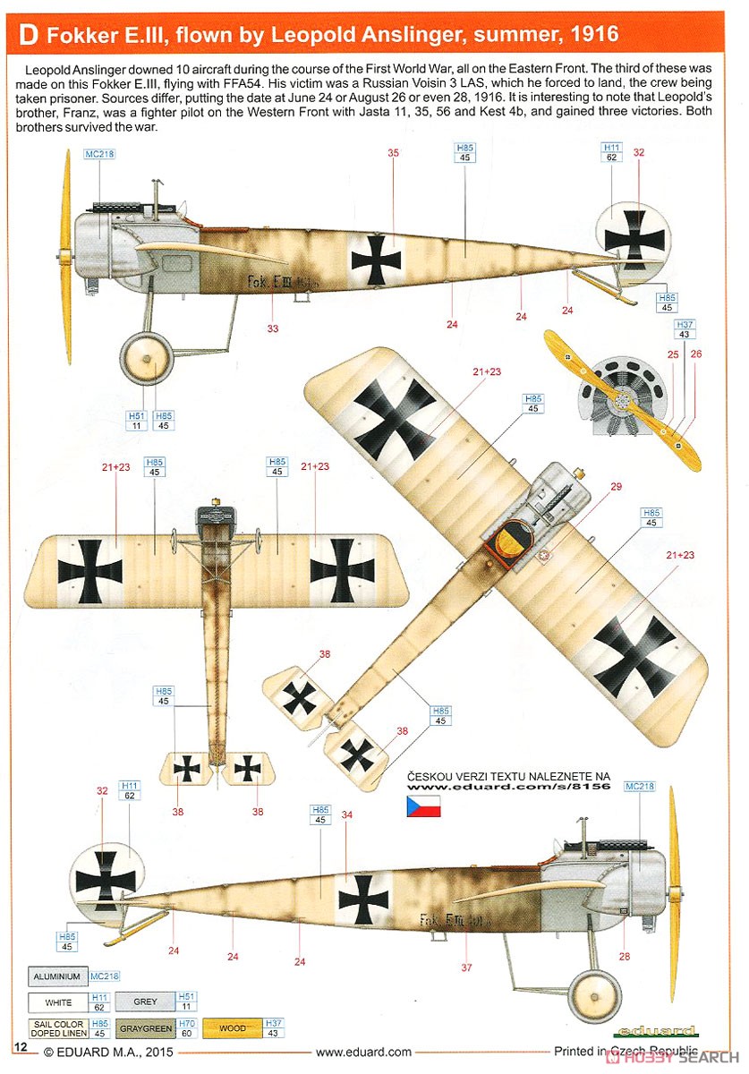 プロフィパック フォッカー E.III (プラモデル) 塗装5
