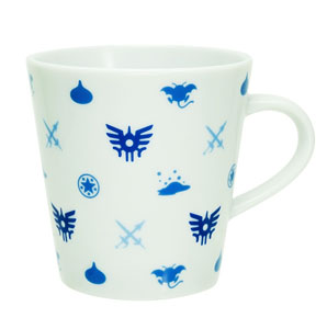 Monogram Pattern Dragon Quest Mug Cup White & Blue (Anime Toy)