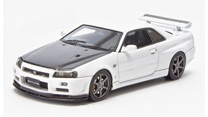 日産 スカイライン GT-R V-SpecII (BNR34) カーボンボンネット ホワイト (ミニカー)