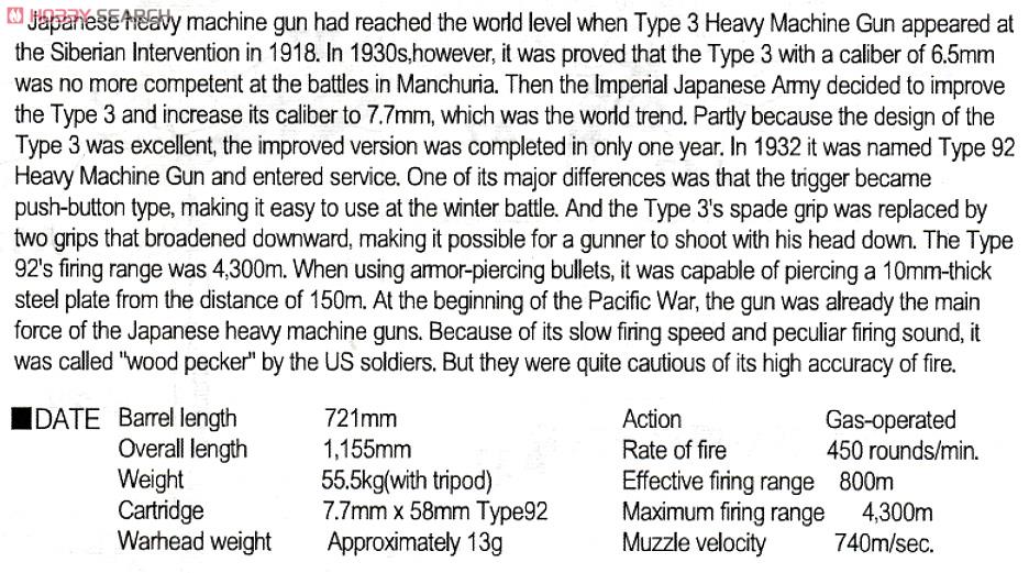 日本陸軍 九二式重機関銃 射手3体付 (プラモデル) 英語解説1