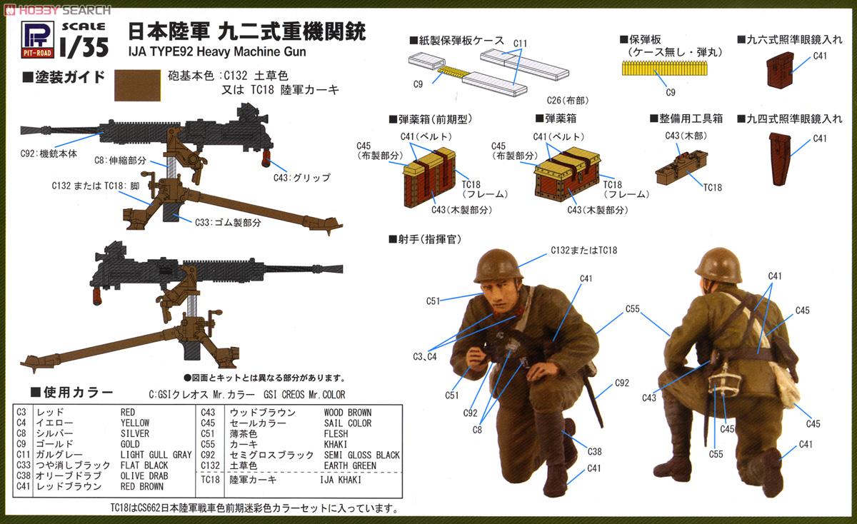 日本陸軍 九二式重機関銃 射手3体付 (プラモデル) 画像一覧
