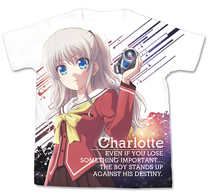 Charlotte 友利奈緒 フルグラフィックTシャツ ホワイト XL (キャラクターグッズ)