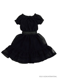 PNS Chiffon Ruffle Millefeuille Dress (Black) (Fashion Doll)