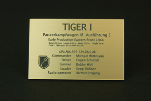 Tiger I Panzerkampfwagen VI Ausfuhrung E Early Production Eastern Front 1944 (Nameplate)