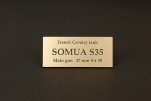 French Cavalry Tank Somua S35 (Nameplate)