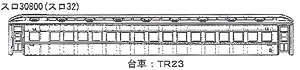 16番(HO) スロ30800 (スロ32形) プラ製ベースキット (組み立てキット) (鉄道模型)