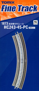 Fine Track Overhead Curved PC Tracks HC243-45-PC (F) (Set of 4) (Model Train)