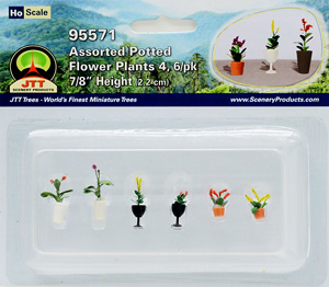 95571 (HO) 植木鉢に入った花 HOスケール (6個入り) (Assorted Potted Flower Plants 4, 6/pk 7/8`` Height 2.2cm) (鉄道模型)