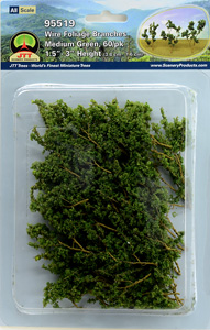 95519 JTTミニチュアツリー 新緑樹 (明緑) (60本入り) (Wire Foliage Branches Medium Green 1.5``-3`` 3.8cm-7.6cm) (鉄道模型)