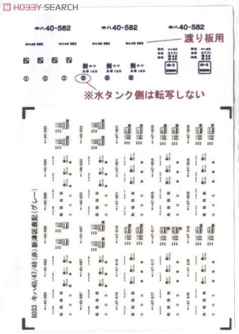 車体表記インレタ キハ40/47/48形(赤)新津区表記 (10両分) (鉄道模型) 商品画像2