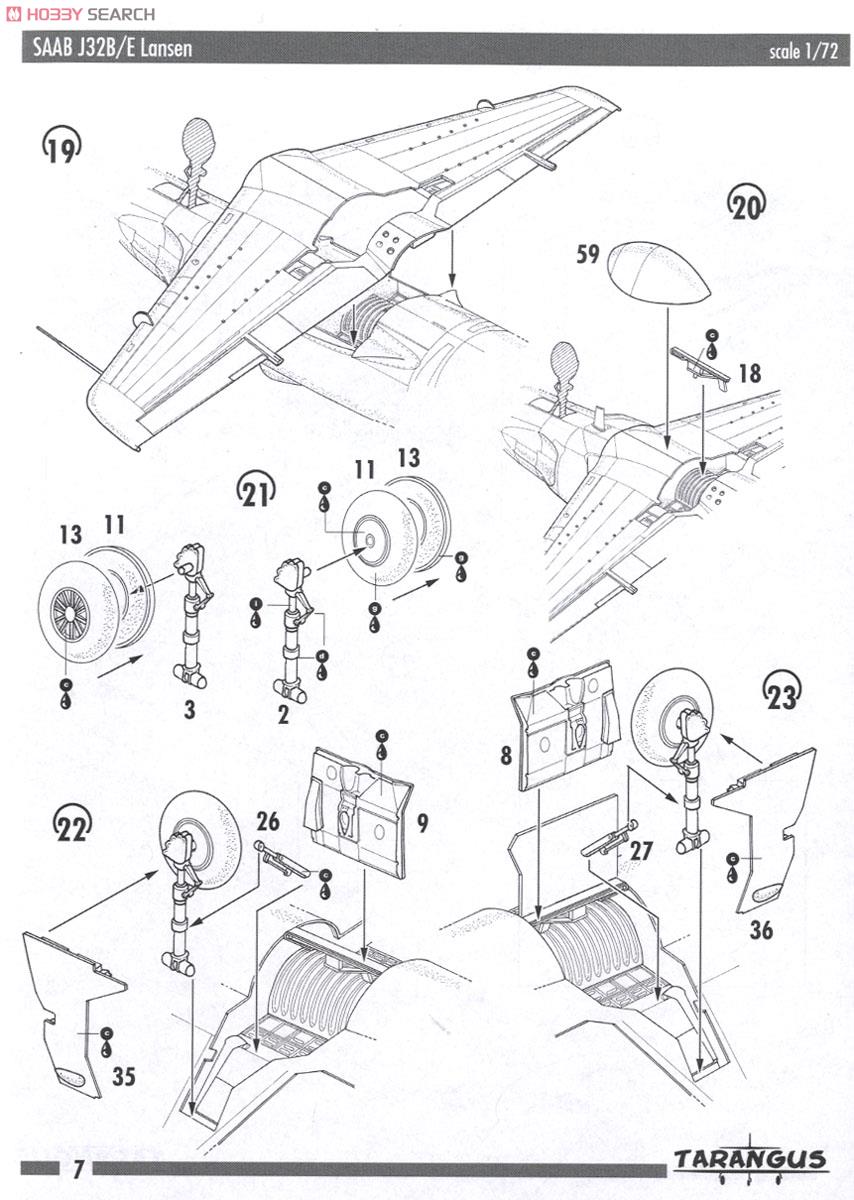 サーブ J32B/E ランセン 戦闘機/電子戦機 (プラモデル) 設計図5