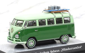 VW T1 Mindersamba 15 (Green) w/Snow Chains, Trunk. Ski (Diecast Car)