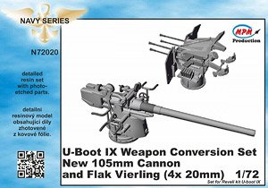 U-Boot IX Weapon Conversion set new 105mm cannon and Flak Vierling (for Revell) (Plastic model)