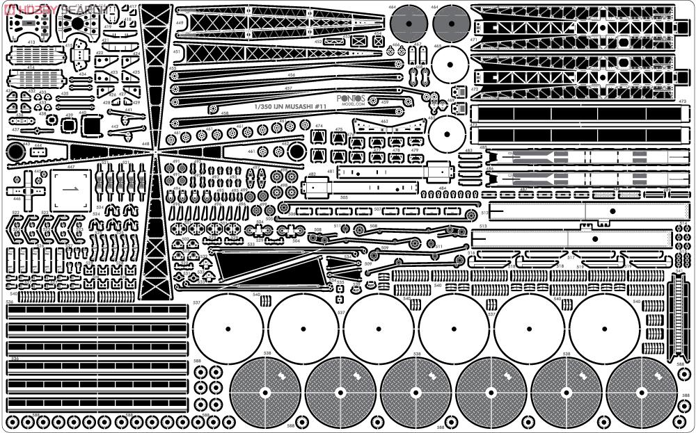日本海軍戦艦 武蔵 1944 ディテールアップセット アドバンスド (ヒノキ色甲板・タミヤ78025大和を使用) (プラモデル) 商品画像10