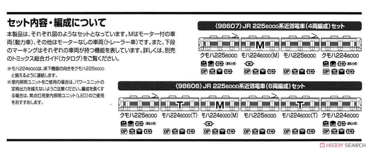 JR 225-6000系 近郊電車 (6両編成) (6両セット) (鉄道模型) 解説3