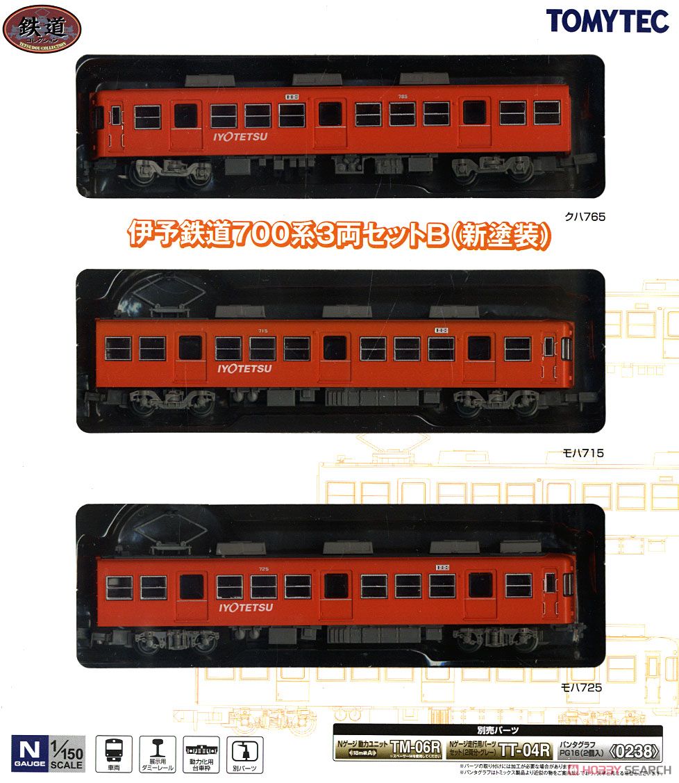 鉄道コレクション 伊予鉄道 700系 3両セットB (新塗装) (3両セット) (鉄道模型) パッケージ1