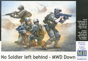 米・現用兵士4体＋犬・中東 - 軍用犬救出 (プラモデル)