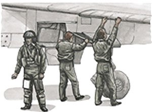 French pilot and two mechanics (Set of 3) (Plastic model)