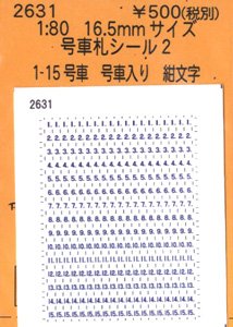 16番(HO) 号車札シール2 (号車入り・紺文字) (鉄道模型)