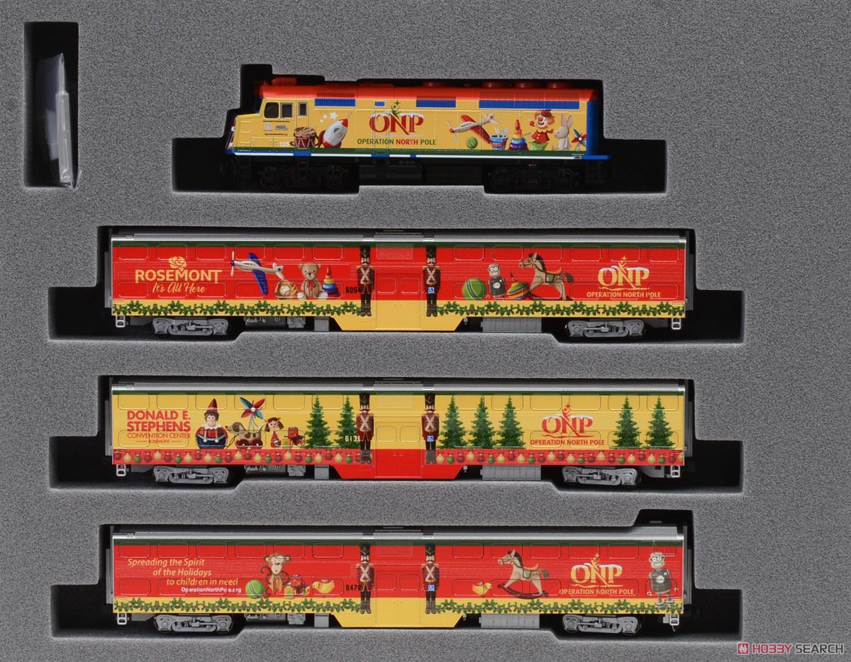 F40PH, Gallery Bi-Level Car Operation North Pole Christmas Train (ONPクリスマストレイン) (4両セット) 商品画像1