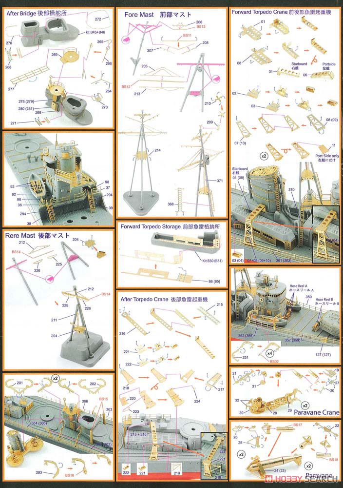 日本海軍駆逐艦 陽炎 ディテールアップセット (T社用) (プラモデル) 設計図3