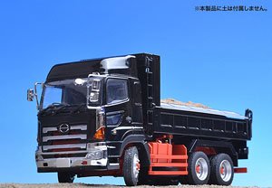 日野プロフィアFS 6×4 ダンプトラック黒 フルキャブ ハイルーフ (赤シャシー＋メッキ) (ミニカー)