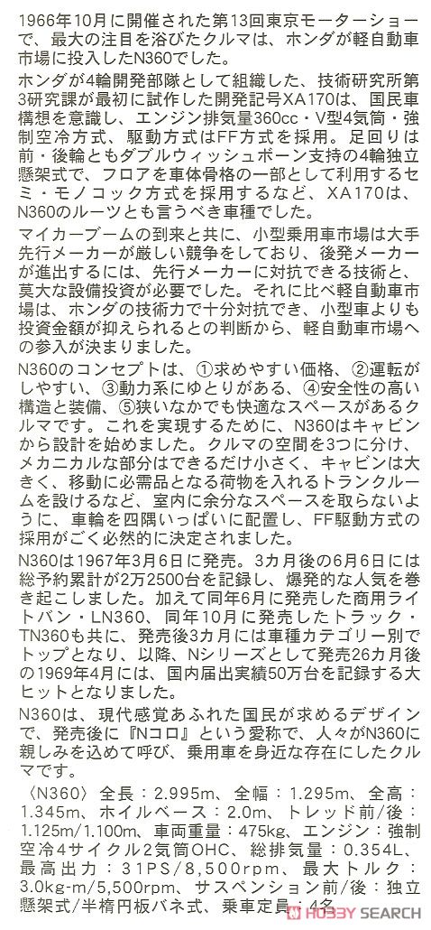 ホンダ N360 (NI) (プラモデル) 解説1