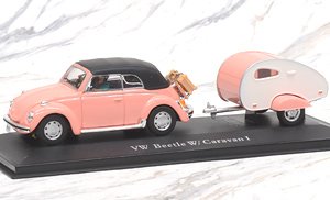 VW ビートル ソフトトップ キャンピングカー付 ピンク (ミニカー)
