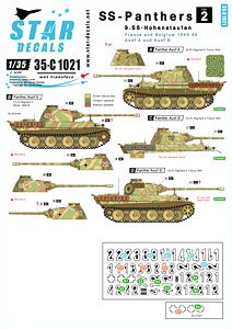 WWII German SS- Panthers #2 9.SS-Honestaufen France and Belgium Ausf A and Ausf G (Decal)