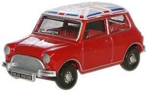 (OO) Austin Mini (Tartan Red / Union Jack Roof) (Model Train)