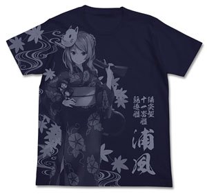 Kantai Collection Yukata Urakaze All Print T-shirt Navy M (Anime Toy)