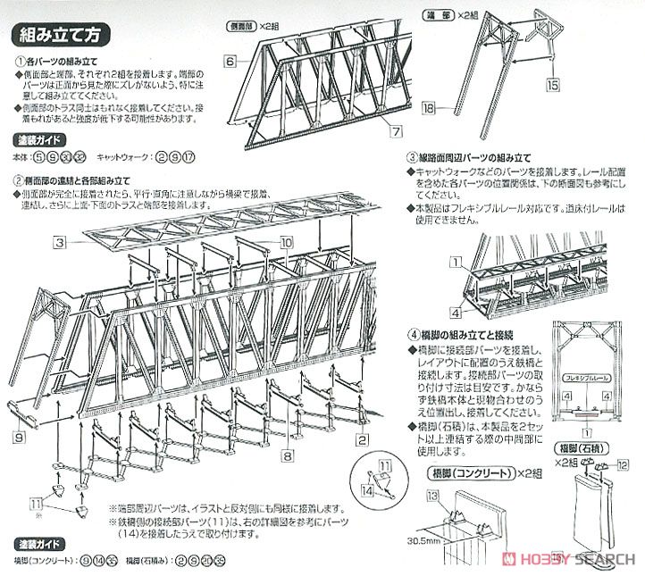 着色済み トラス橋 (緑色) (組み立てキット) (鉄道模型) 設計図1