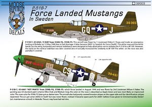 P-51 B-7 Forced Landed Mustangs in Sweden (Decal)