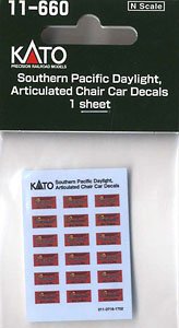 Southern Pacific Daylight, Articulated Chair Car Decals (デイライト客車SP Lines用 デカール) (1枚入) (鉄道模型)