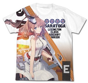 Kantai Collection Saratoga Full Graphic T-shirt White S (Anime Toy)