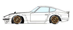 PANDEM 240Z ホワイト (カーボンボンネット , ブラックダックテール) / RS ワタナベ Rタイプ ホイール (ブロンズ) (ミニカー)