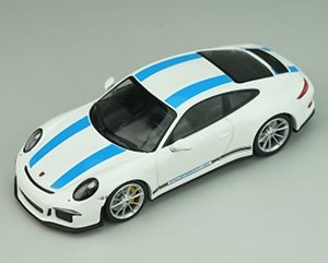 Porsche 911R 2016 White with Blue Stripes Black Side Decal (ミニカー)