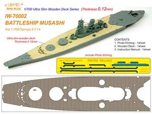 日本海軍 戦艦 武蔵用 エッチングパーツ付き (T社31114用) 木製甲板 (プラモデル)