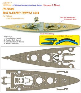 ドイツ海軍 戦艦 ティルピッツ 1944用 エッチングパーツ、アンカーチェーン付き (PIT用) 木製甲板 (プラモデル)