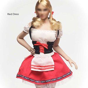 Oktober Girl Dirndl Dress 1/6 Set Red (Fashion Doll)