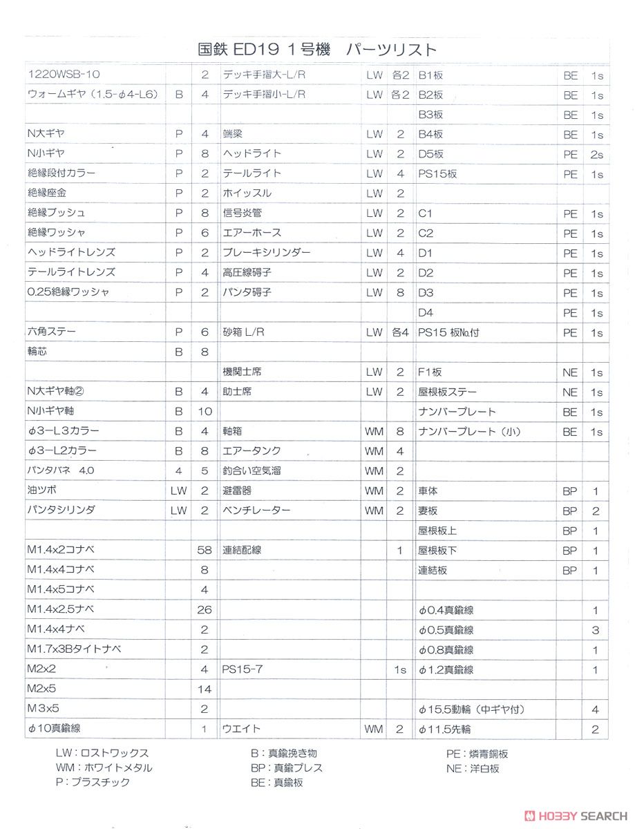 16番(HO) 国鉄 ED19 1号機 電気機関車 II 組立キット (リニューアル品) (組み立てキット) (鉄道模型) 設計図5