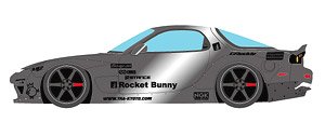 Rocket Bunny RX-7(FD3S) / ガンメタリック / 6 Spork Wheel (ブラック / ポリッシュリム)  (ミニカー)