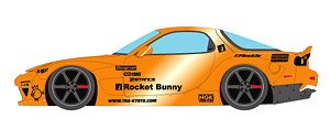 Rocket Bunny RX-7(FD3S) / パールオレンジ / 6 Spork Wheel (ガンメタリック / ポリッシュリム) (ミニカー)