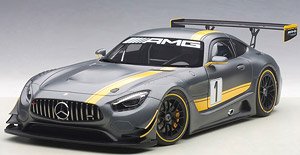 Mercedes-AMG GT3 Presentation Car (Gray/Yellow Stripe) (Diecast Car)