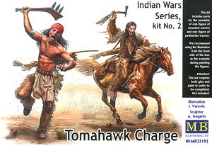 インディアン戦争・トマホーク突撃・米先住民兵士2体+馬 (プラモデル)