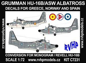 Grumman HU-16B/ASW Albatross Decals for Greece, Norway and Spain (Plastic model)