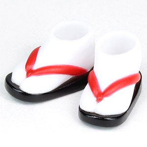 Tabi & Zori (Japanese sandals) for 11cm Body (Red/Glossblack) (Fashion Doll)