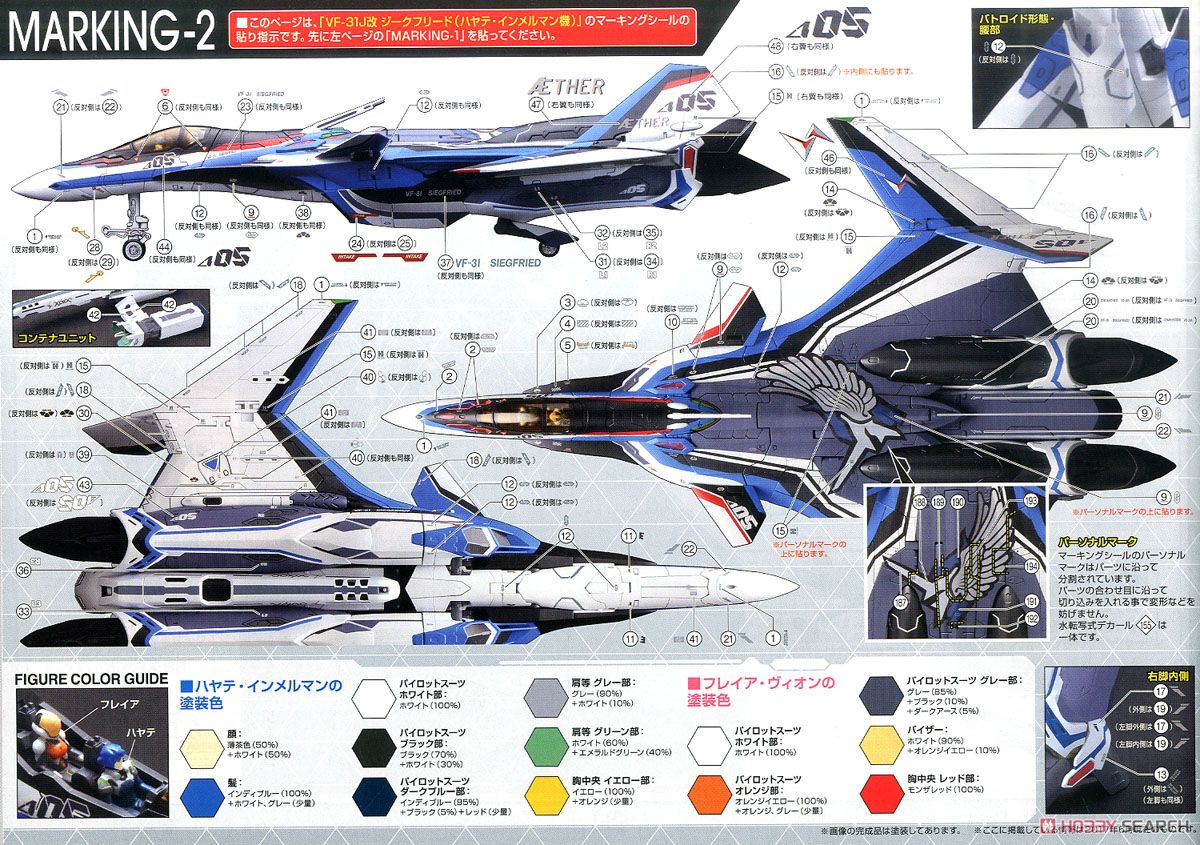VF-31J改 ジークフリード(ハヤテ・インメルマン機) デカルチャーVer. (プラモデル) 塗装2 モーダル