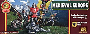 Medieval Europe Swiss Infantry XV centyri set.1 (8 Types, 24 Pieces Each) (Plastic model)